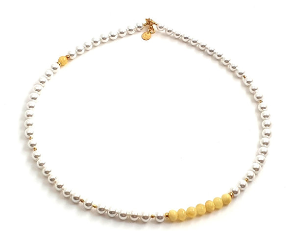 necklace shell pearls pearl jewelry amber baltic milky butter polished with golden sterling silver 925 for women women's 6mm 6 mm