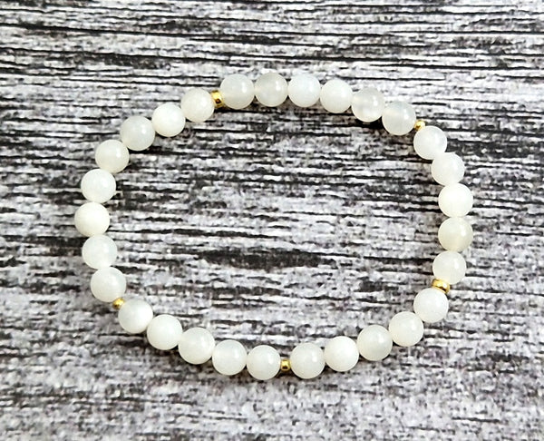 moonstone white stretch bracelet elastic band jewelry white 6mm 4mm 4 6 mm beaded with sterling silver 925 for men woman gemstone