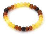 Rainbow Raw Baltic Unpolished Amber Stretch Jewelry Women Bracelet Multicolor for Men Adult Adults Elastic Band Beaded