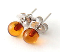 Cvoček, Amber, Cvočky, Stříbro, Koňak, 4 mm, 5 mm, drobný, malý, Náušnice 3