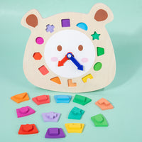 bear clock wooden wood toy game puzzle number learning educational 3