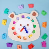 bear clock wooden wood toy game puzzle number learning educational 5