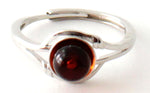 Ring, Amber, Baltic, Silver, Adjustable, Sterling 925, Cognac, Jewelry