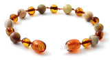 anklet amber bracelet amber baltic cognac brown baroque crazy agate gemstone 6mm 6 mm teething 3