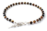 Anklet Minimalist Tiger Eye Silver Gemstone Sterling 925 Golden Small Tiny Tiger's Tigers' Brown Beaded 4mm 4 mm Jewelry 5