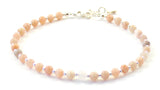 sunstone pink gemstone anklet with sterling silver golden 925 beaded for women jewelry 4mm 4 mm 5
