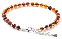 Womens, Jewelry, Amber, Cognac, Anklet, Silver, Sterling 925, Adjustable 2