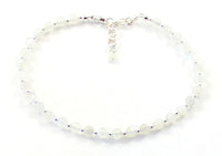 moonstone, anklet, jewelry, minimalist, sterling silver 925, jewellery, white, small bead beaded gemstone 4mm 4 mm golden