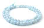 aquamarine, light blue, gemstone, bead, beads, strand, 6mm, 6 mm, round, natural