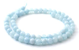 aquamarine, light blue, gemstone, bead, beads, strand, 6mm, 6 mm, round, natural