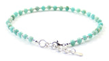 minimalist, amazonite, green, gemstone, anklet, jewelry, small bead, 4mm, 4 mm, beaded, sterling silver 925 3