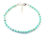 minimalist, amazonite, green, gemstone, anklet, jewelry, small bead, 4mm, 4 mm, beaded, sterling silver 925