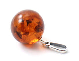 cognac, pendant, round, ball, amber, baltic, jewelry, sterling silver 925 4