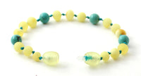 turquoise, amber, anklet, bracelet, teething, jewelry, baltic, milky, raw, butter, natural 3
