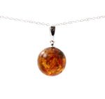 cognac, pendant, round, ball, amber, baltic, jewelry, sterling silver 925 2