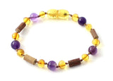 anklet, amethyst, amber, violet, hazelwood, wood, with wood, bracelet, teething, adult, men, women, jewelry