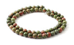 unakite, green, gemstone, 6 mm, 6mm, beads, strand, strands, round, drilled, for jewelry making, supplies
