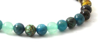 aventurine, amber, blue, green, polished, stretch, bracelet, jewelry, elastic band, apatite, african turquoise, round, elastic band 4