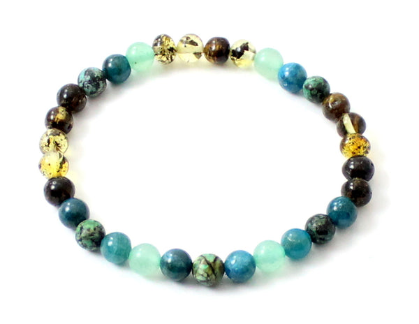 aventurine, amber, blue, green, polished, stretch, bracelet, jewelry, elastic band, apatite, african turquoise, round, elastic band