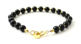 obsidian bracelet black jewelry with sterling silver 925 golden beaded gemstone for men women 6mm 6 mm 3