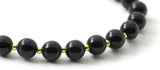 obsidian bracelet black jewelry with sterling silver 925 golden beaded gemstone for men women 6mm 6 mm 4