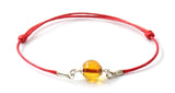 bracelet, minimalist, amber, beaded, knotted, green, cognac, red cord 4
