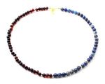 necklace, blue, lapis lazuli, gemstone, amber, polished, cherry, black, baroque, jewelry, sterling silver 925, golden
