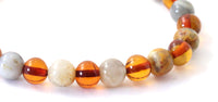 crazy agate amber cognac brown polished gemstone stretch elastic band men women jewelry 2