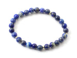 lapis lazuli blue gemstone bracelet 6mm 6 mm jewelry stretch golden with sterling silver for men women
