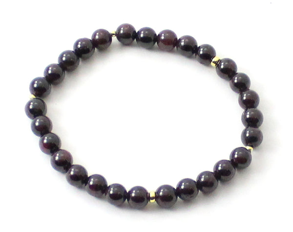 garnet bracelet burgundy for women jewelry with sterling silver golden 925 gemstone 6mm 6 mm stretch elastic band