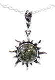 pendant, sun, green, baltic, amber, jewellery, small, minimalist