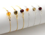 bracelet, minimalist, amber, baltic, sterling silver 925, golden, green, beaded, cognac, cherry