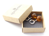 earrings, amber, drop, ball, cognac, golden, silver, dangle, round, jewelry 2