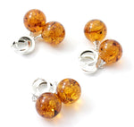 earrings, wholesale, sterling silver 925, amber, baltic, jewelry, in bulk, drop, dangle, round, ball, cognac, brown