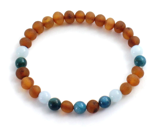 apatite amber raw unpolished blue gemstone aquamarine stretch bracelet jewelry baltic cognac brown