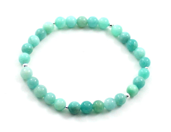 bracelet green amazonite gemstone jewelry stretch elastic band 6mm 6 mm 4mm 4 round beaded jewelry for men women woman with sterling silver 925 golden