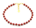 anklet, red jasper, jewelry, gemstone, minimalist, small, bead, beaded, sterling silver 925 4mm 4 mm 2