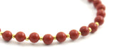 anklet, red jasper, jewelry, gemstone, minimalist, small, bead, beaded, sterling silver 925 4mm 4 mm 4