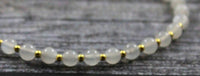 moonstone, anklet, jewelry, minimalist, sterling silver 925, jewellery, white, small bead beaded gemstone 4mm 4 mm golden 3
