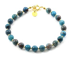apatite bracelet blue jewelry jewellery 6mm 6 mm gemstone sterling silver 925 golden for men women