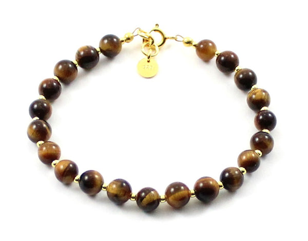 tiger eye tiger's tigers' bracelet jewelry jewellery brown with sterling silver 925 golden beaded gemstone brown