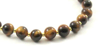 tiger eye tiger's tigers' bracelet jewelry jewellery brown with sterling silver 925 golden beaded gemstone brown 3
