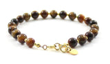 tiger eye tiger's tigers' bracelet jewelry jewellery brown with sterling silver 925 golden beaded gemstone brown 4