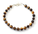 tiger eye tiger's tigers' bracelet jewelry jewellery brown with sterling silver 925 golden beaded gemstone brown 5