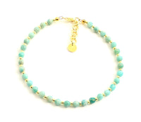 minimalist, amazonite, green, gemstone, anklet, jewelry, small bead, 4mm, 4 mm, beaded, sterling silver 925 6