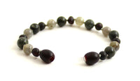 knotted amber bracelet jewelry black cherry raw unpolished green lace stone labradorite gray 4