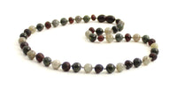 necklace black amber cherry raw unpolished kids labradorite gemstone gray serpentine green lace stone 6mm 6 mm 4