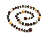 necklace amber baltic cherry black raw unpolished jewelry beaded crazy agate gemstone kids children boy boys girl girls