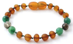 anklet bracelet gemstone amber baltic knotted teething raw unpolished cognac baroque smoky quartz african jade