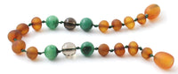 anklet bracelet gemstone amber baltic knotted teething raw unpolished cognac baroque smoky quartz african jade 2
